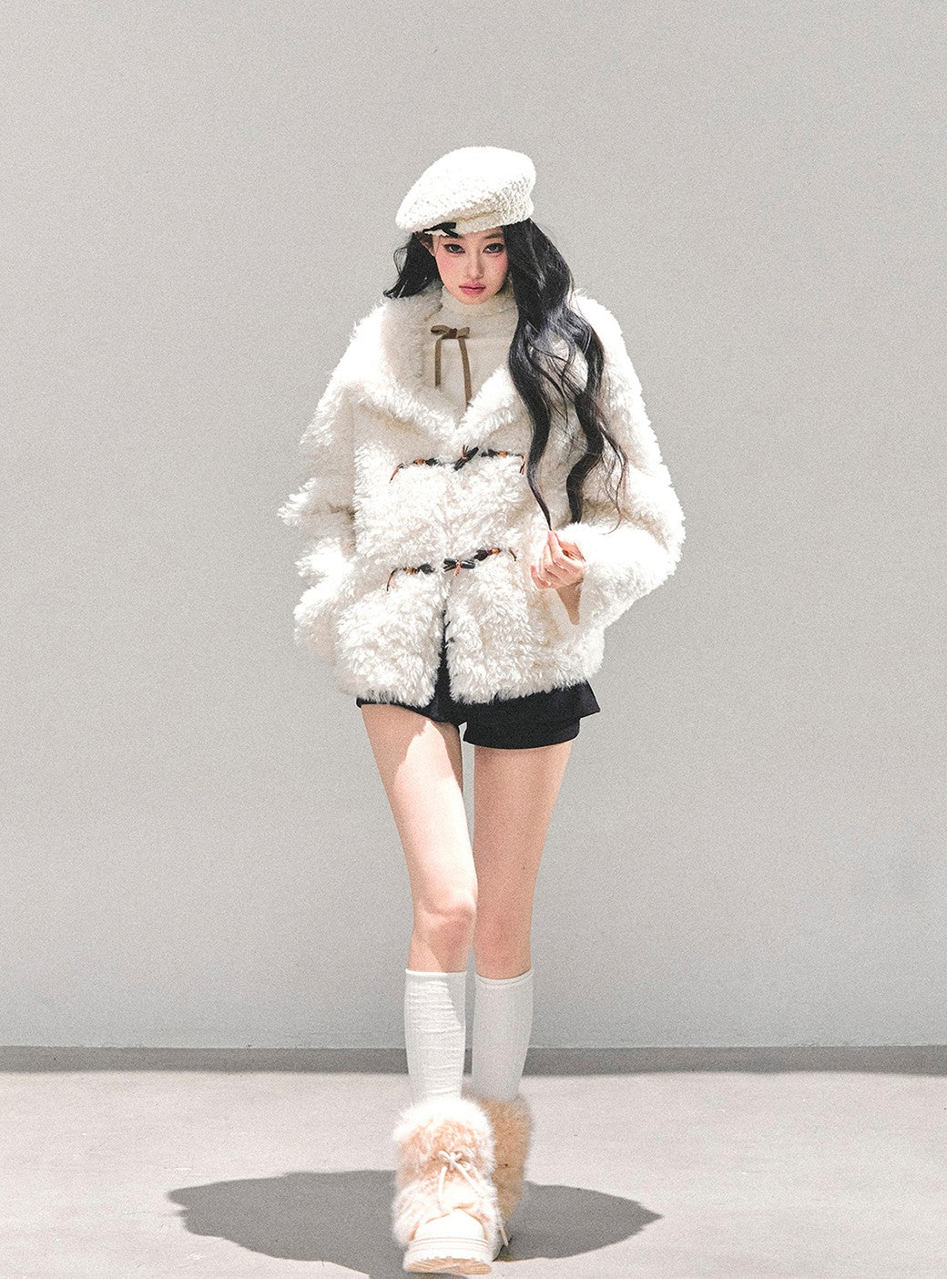 Lambswool Shearling White Coat DIA0683