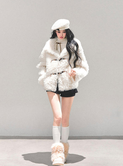 Lambswool Shearling White Coat DIA0683