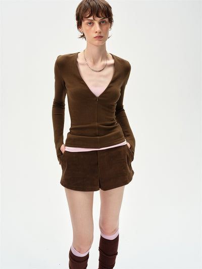 Slim Fit V-Neck Faux Two-Piece T-Shirt CUR0261