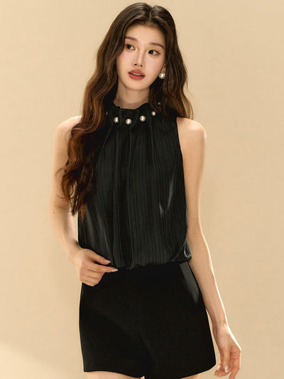Star Black Sleeveless Jumpsuit OSH0140