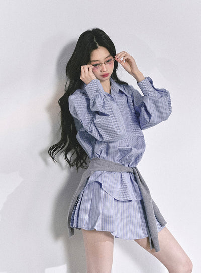 Plaid Long Shirt/Short Skirt DIA0555