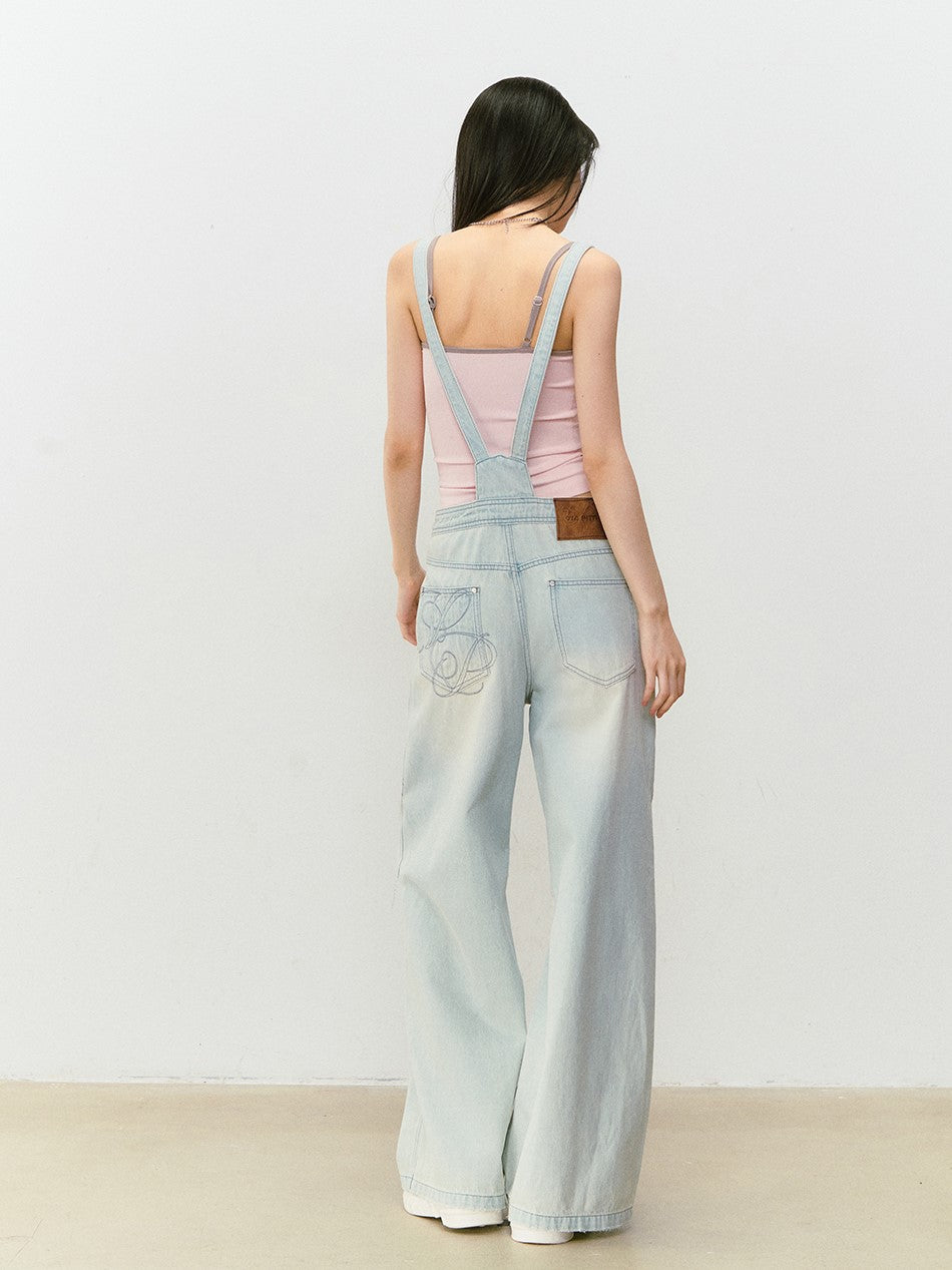 Light Blue Denim Casual Overalls Pants VIA0318
