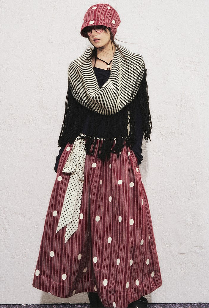 Striped Polka Dot A-line Puffy Skirt OFA0285