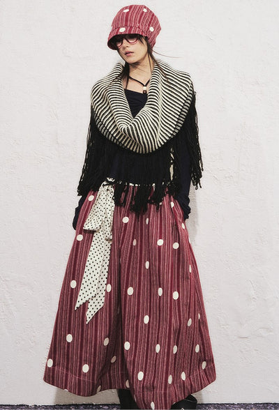 Striped Polka Dot A-line Puffy Skirt OFA0285