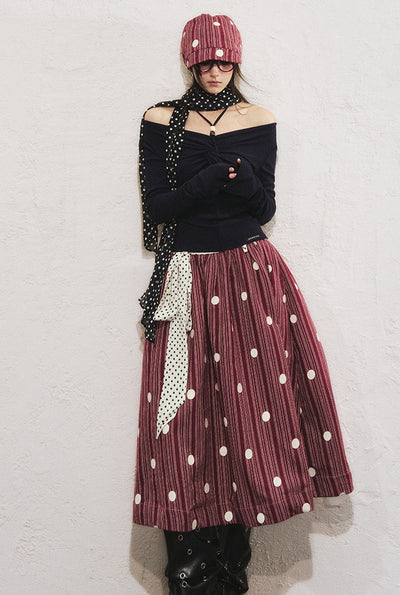 Striped Polka Dot A-line Puffy Skirt OFA0285