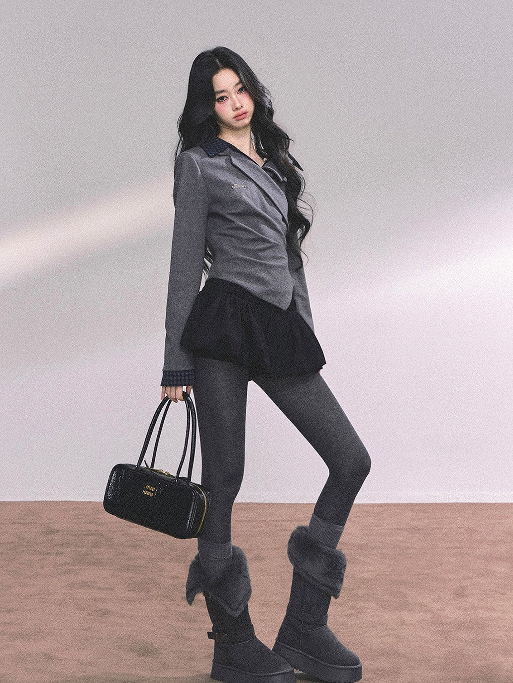 Fake Two-piece Long-sleeved Plaid Shirt DIA0648