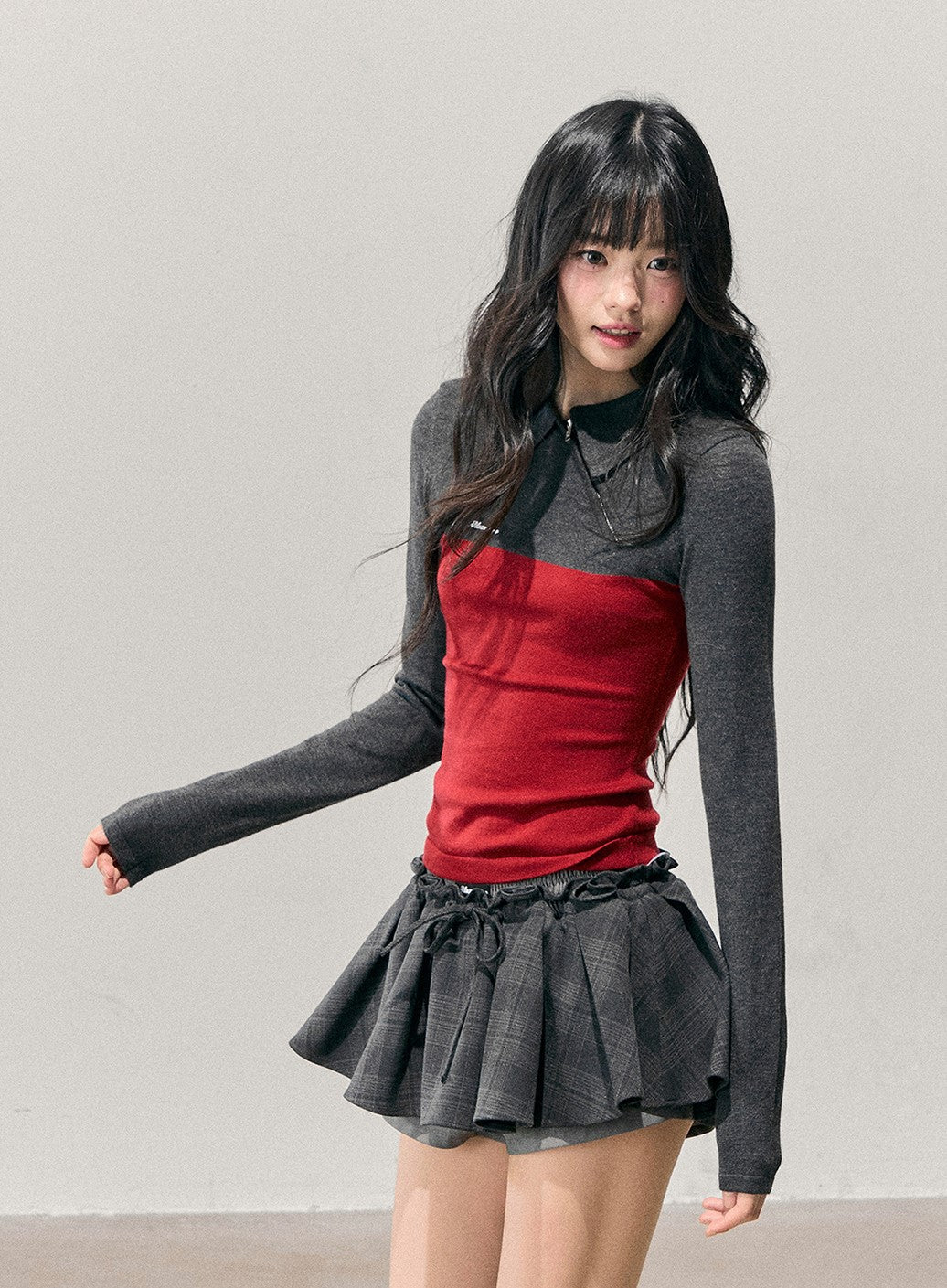 Long-Sleeve Polo Block Color T-Shirt DIA0741