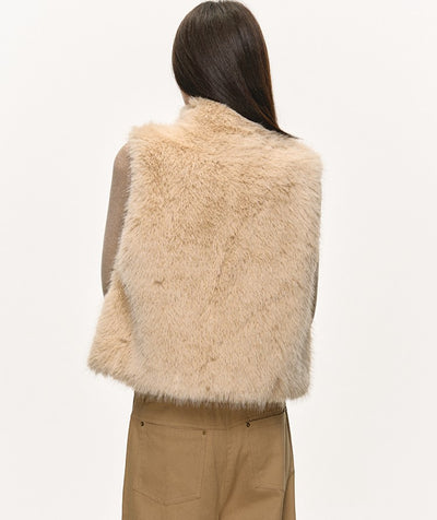 Faux Fur Short Turtleneck Vest Jacket ANA0075