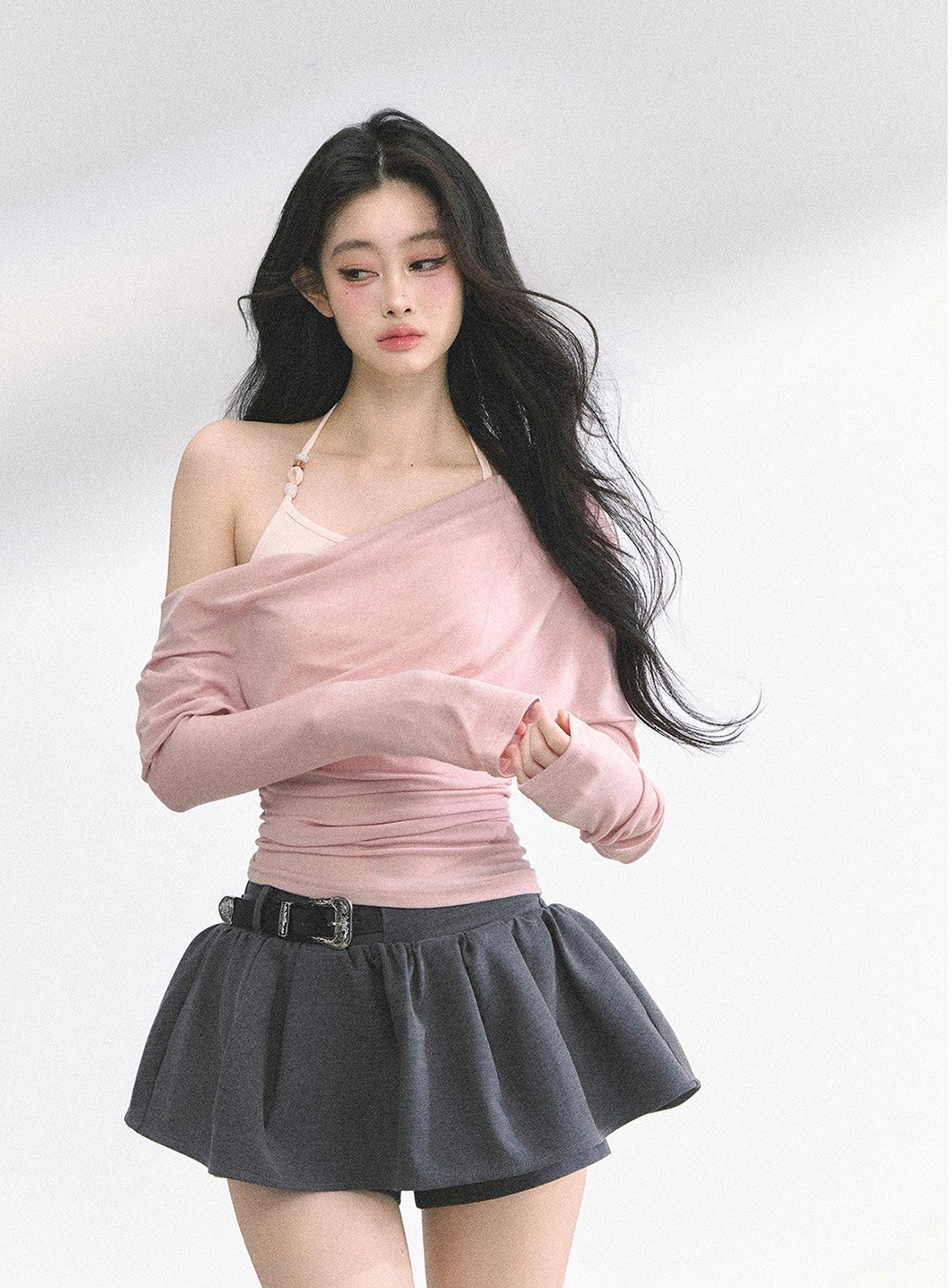 Fake Two-piece Off-Shoulder T-shirt DIA0528