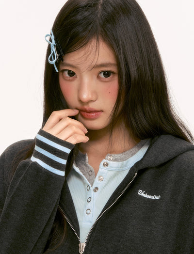 Color Block Striped Slim Fit Hooded Jacket WEE0128