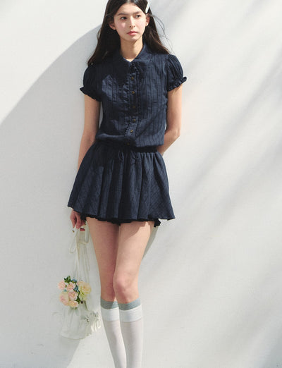 Navy Short Sleeve Shirt Dress SUN0145