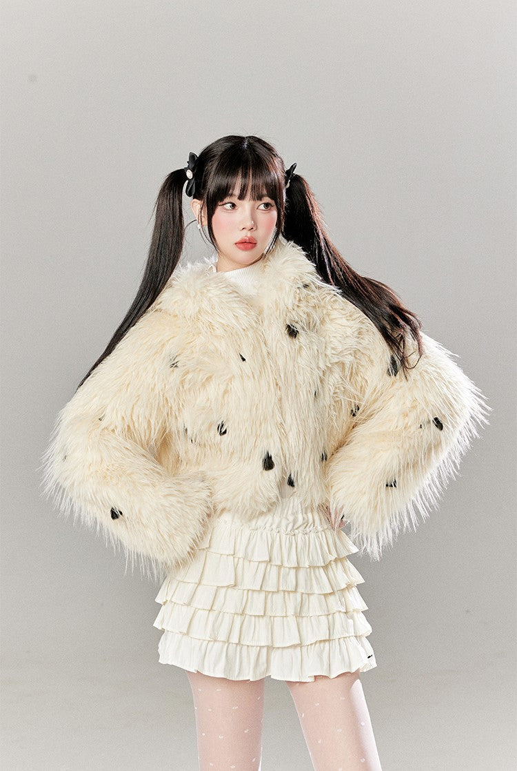 Sweet Style Eco-friendly Fur Loose Short Jacket/Skirt TBI0052