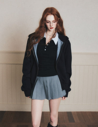 Plaid Patchwork Hooded Oversized Jacket LUL0184