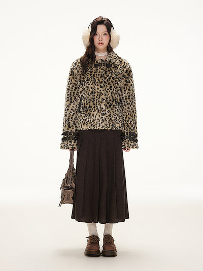 Retro Leopard Print Eco-friendly Fur Jacket IMO0077