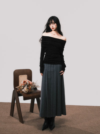 Lazy One Shoulder Slim Knitted Sweater LUL0111