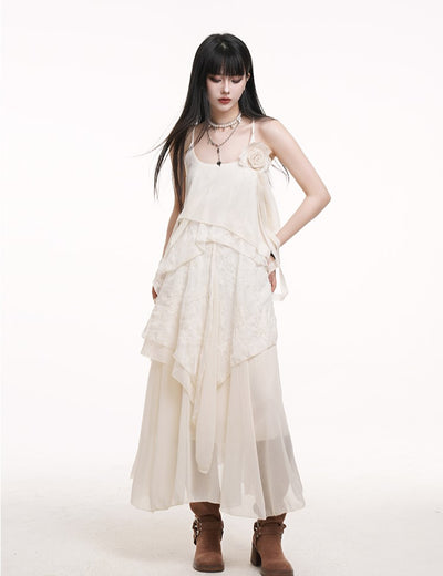 White Lace Suspender Dress LAD0178