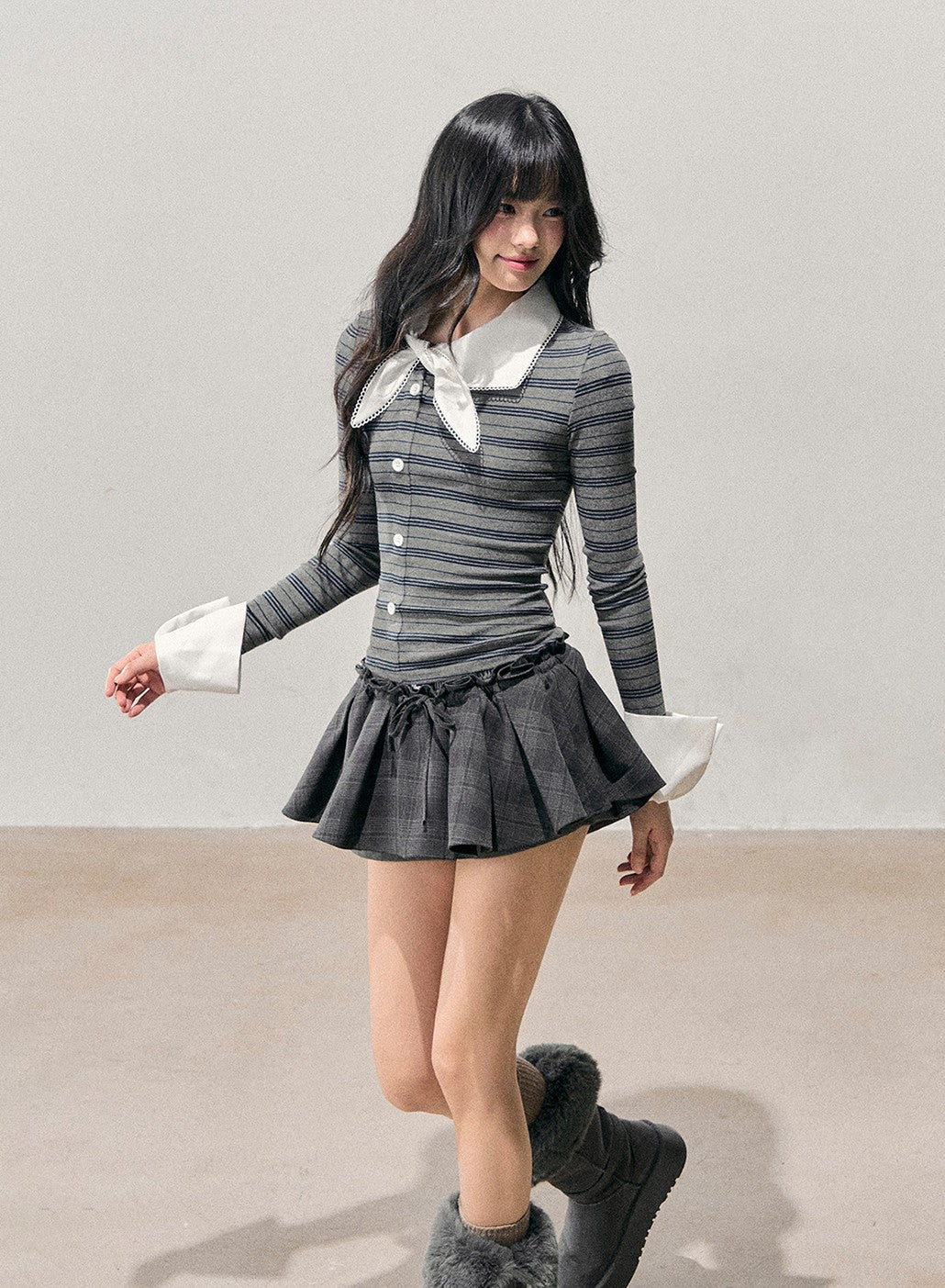 Faux Two-Piece Striped T-Shirt DIA0708