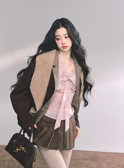 High-end French Lace Striped Shirt DIA0629