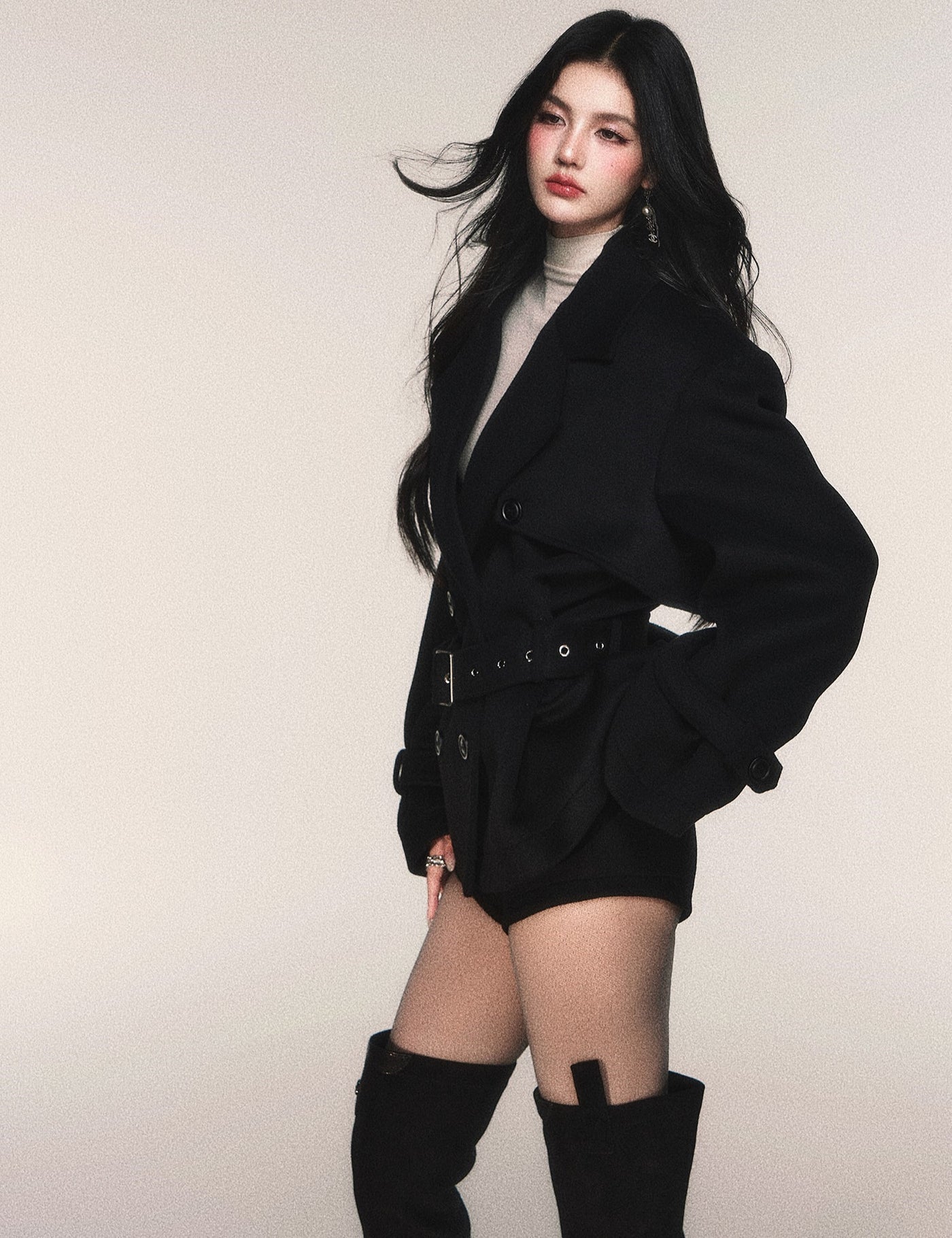 Double-Breasted Wool Trench Short Jacket LUL0216