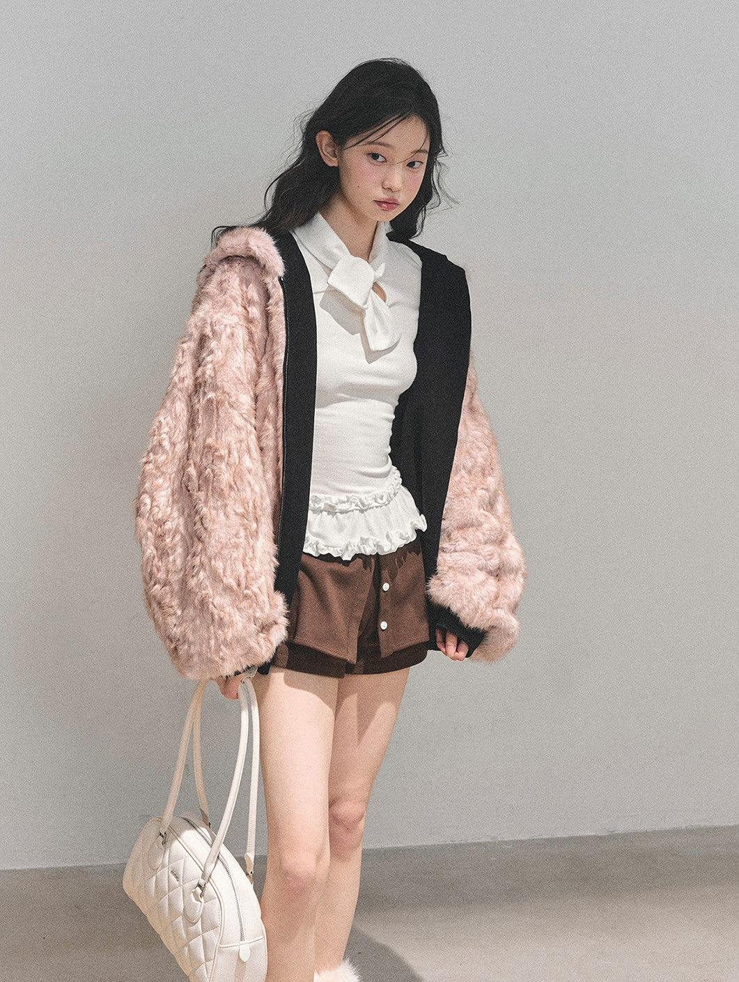 Reversible Hooded Fur Jacket DIA0725