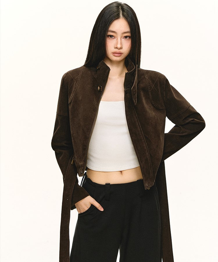Stand Collar Suede Short Jacket ANA0088