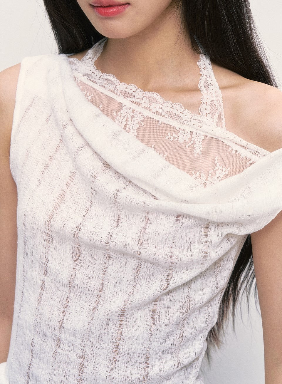 Lace Off-shoulder Irregular Top WEE0006