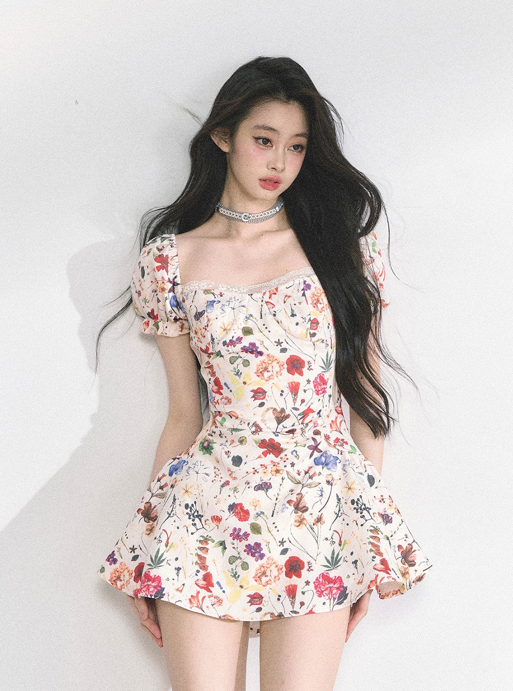 Lace Floral Slim Short Dress DIA0513