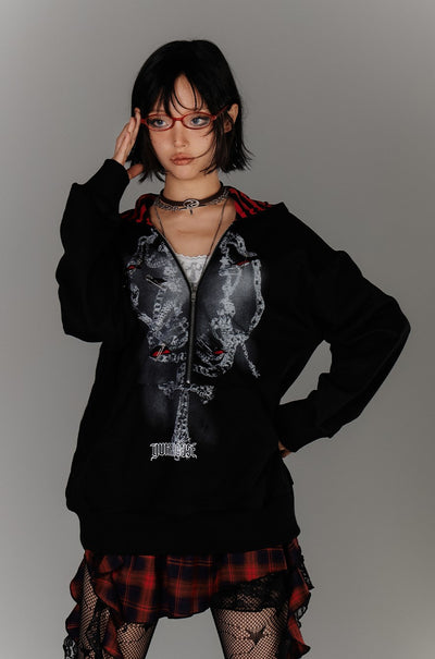 Fake Two-piece Striped Hooded Sweatshirt KIN0143