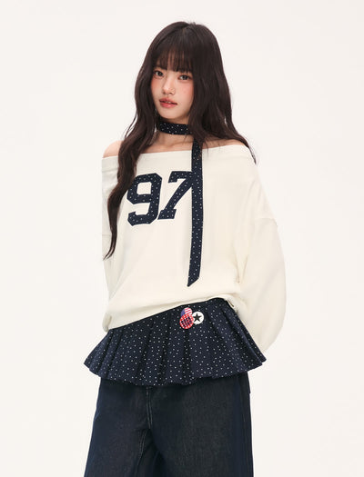 Off-shoulder Print Casual Sweatshirt WEE0069