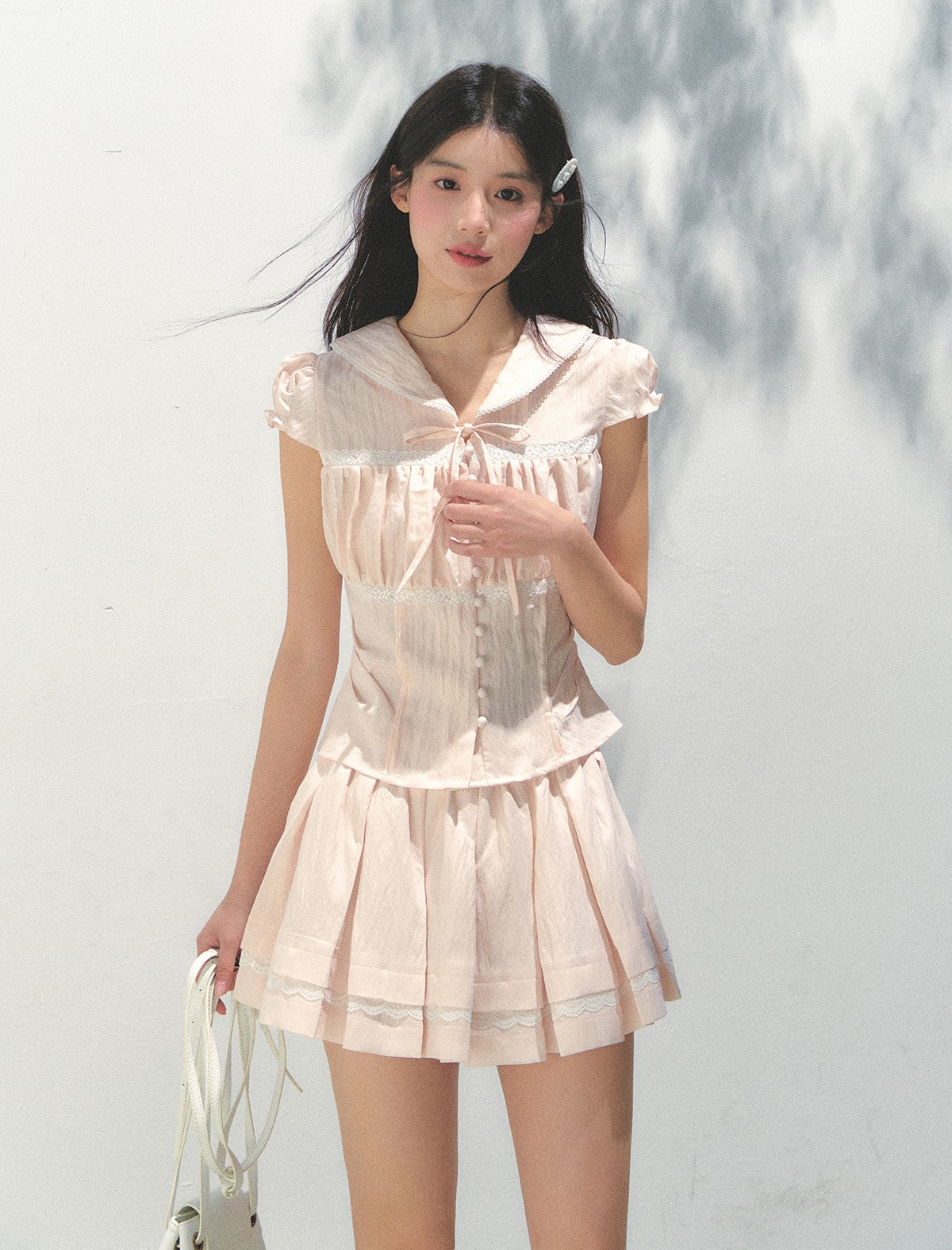 Navy Collar Waist Shirt /Skirt SUN0161