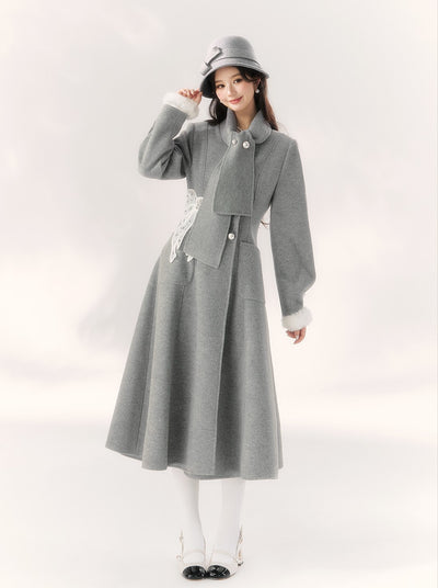 Gray Lace Bow Design Coat BBB0094