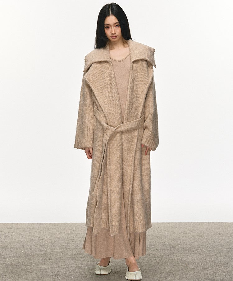 Lazy Style Knitted Belt Long Cardigan ANA0103