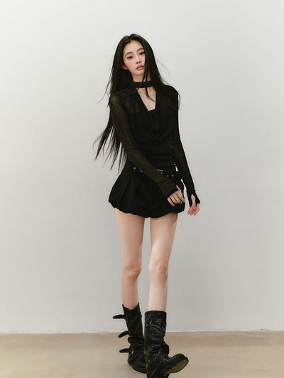 Chain Halter Choker Swing Collar Top VIA0333