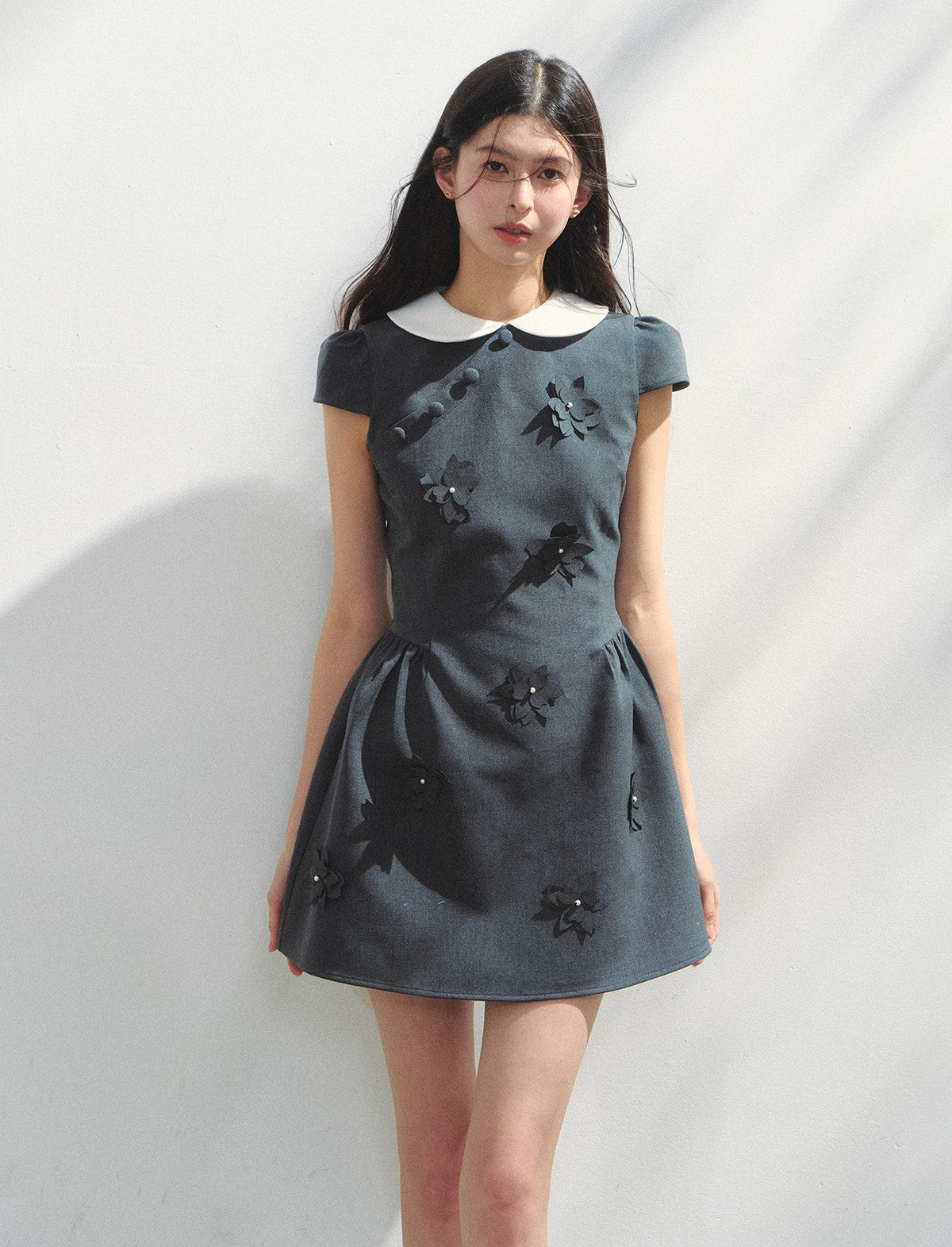 Doll Collar Flower Puffy Dress SUN0146