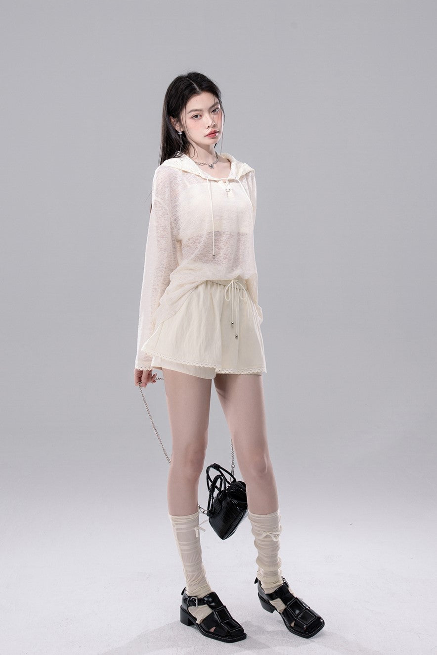 See-through Cardigan+Shorts COT0258