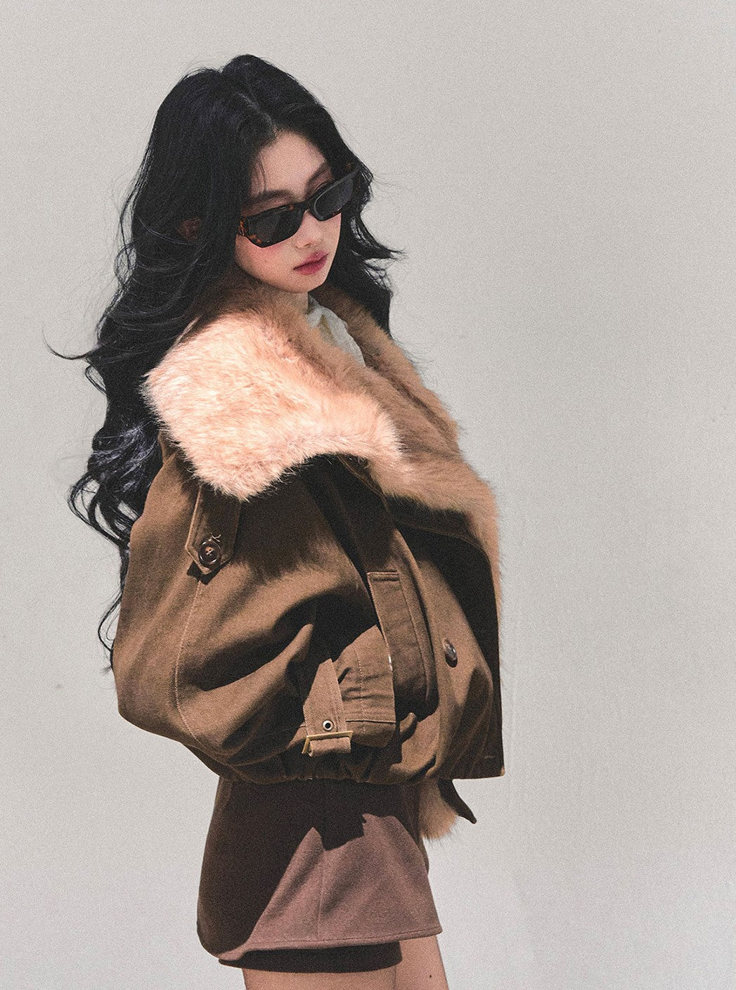 Furry Eco-friendly Large Lapel Jacket DIA0678