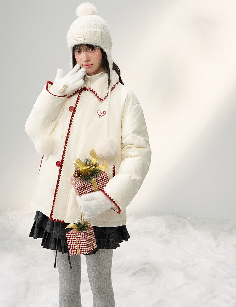 Versatile Button Patchwork Down Jacket NTO0253