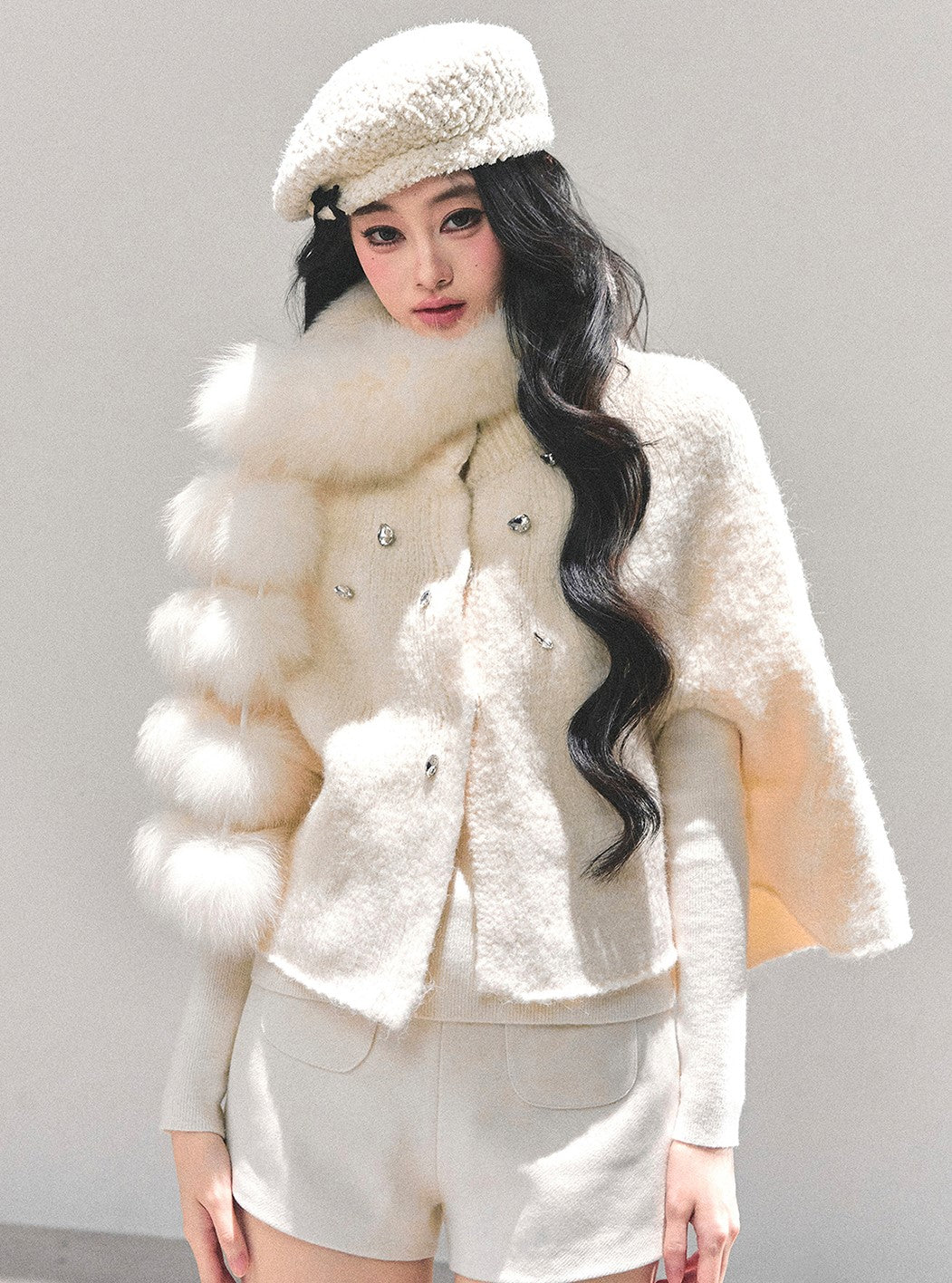 French-style Knitted Cape Cardigan DIA0689