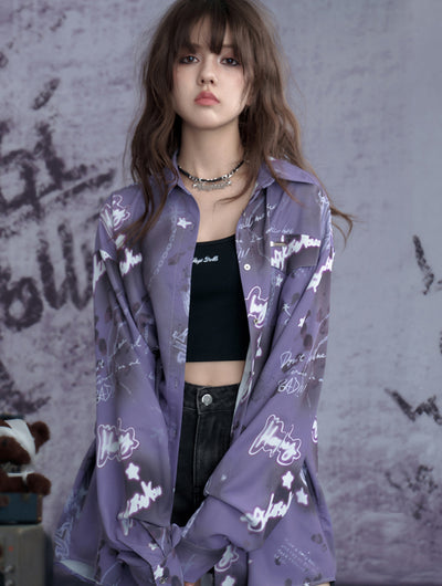 Purple Printed Shirt SAG0271