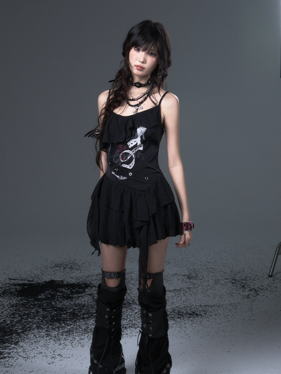 Punk Print Chiffon Suspender Dress FRU0103