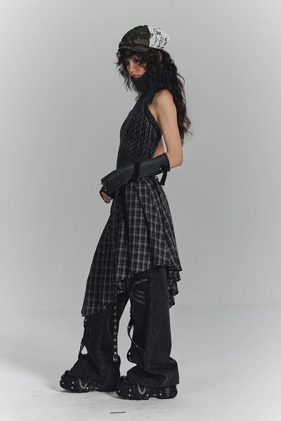 Punk Strap Sleeves Backless Sweater KIN0130