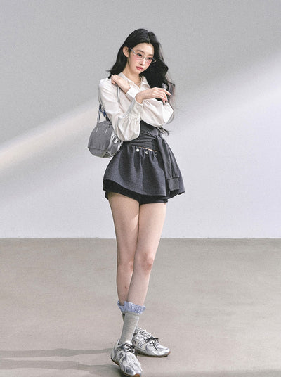 Ruffled Waist Slimming Shirt DIA0569