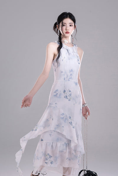 Layered Floral Irregular Dress COT0279