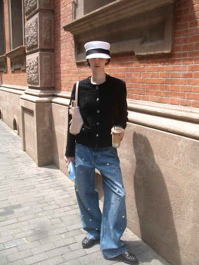 Jewel-embellished Loose Straight Jeans AOA0038