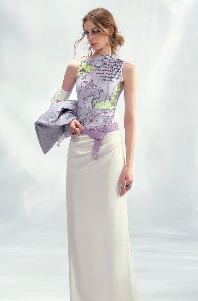 Asymmetric Sleeveless Printed Dress OFA0248
