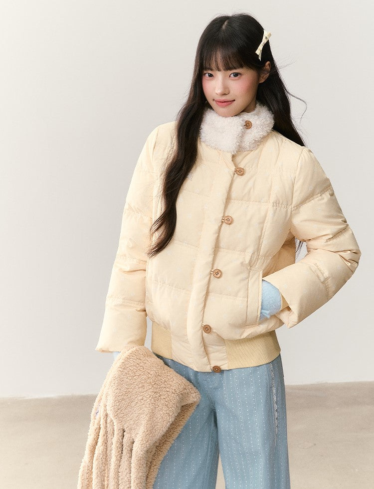 Floral Polka Dot Print Down Jacket NTO0241