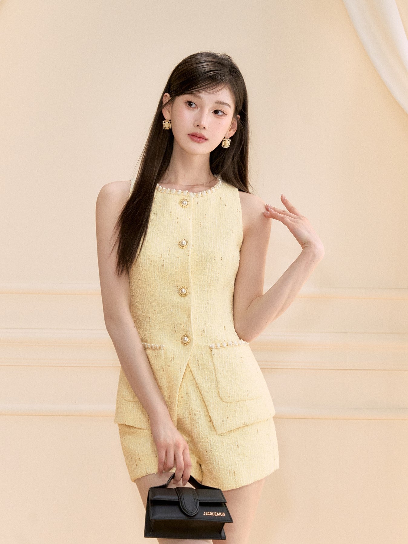 Beaded Sleeveless Vest/Shorts OSH0117
