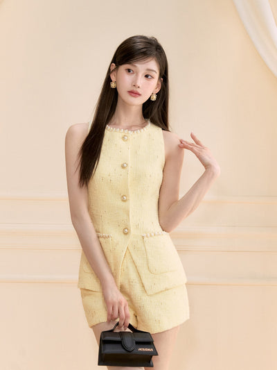 Beaded Sleeveless Vest/Shorts OSH0117