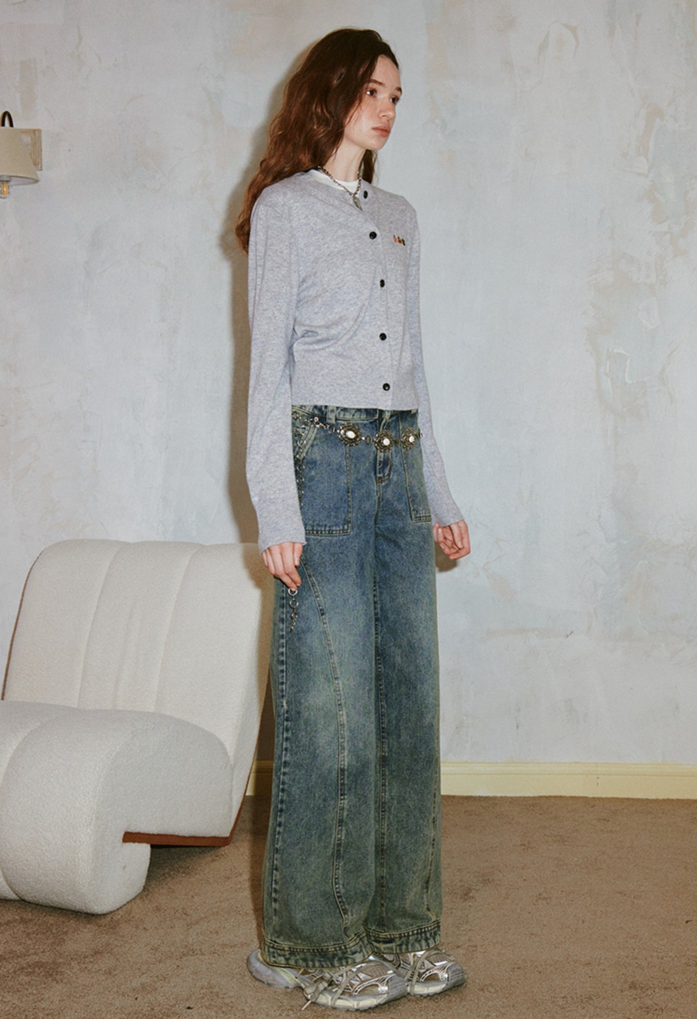 Vintage Distressed Double Waist Jeans DID0144