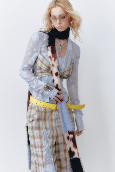 Contrast Color Long Scarf OFA0284